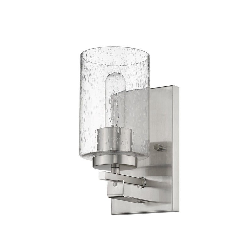 Metal And Textured Glass Wall Sconce - Silver