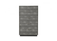 Load image into Gallery viewer, Solid Wood And Stainless Steel Five Drawer Chest - Gray
