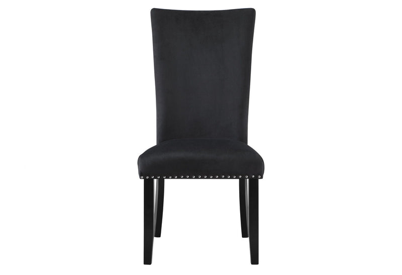 Upholstered Velvet Dining Chairs (Set of 2) - Black