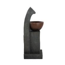 Load image into Gallery viewer, Sculptural Water Fountain With Bowl Basin, With Light And Pump, For Indoor And Outdoor - Brown / Black
