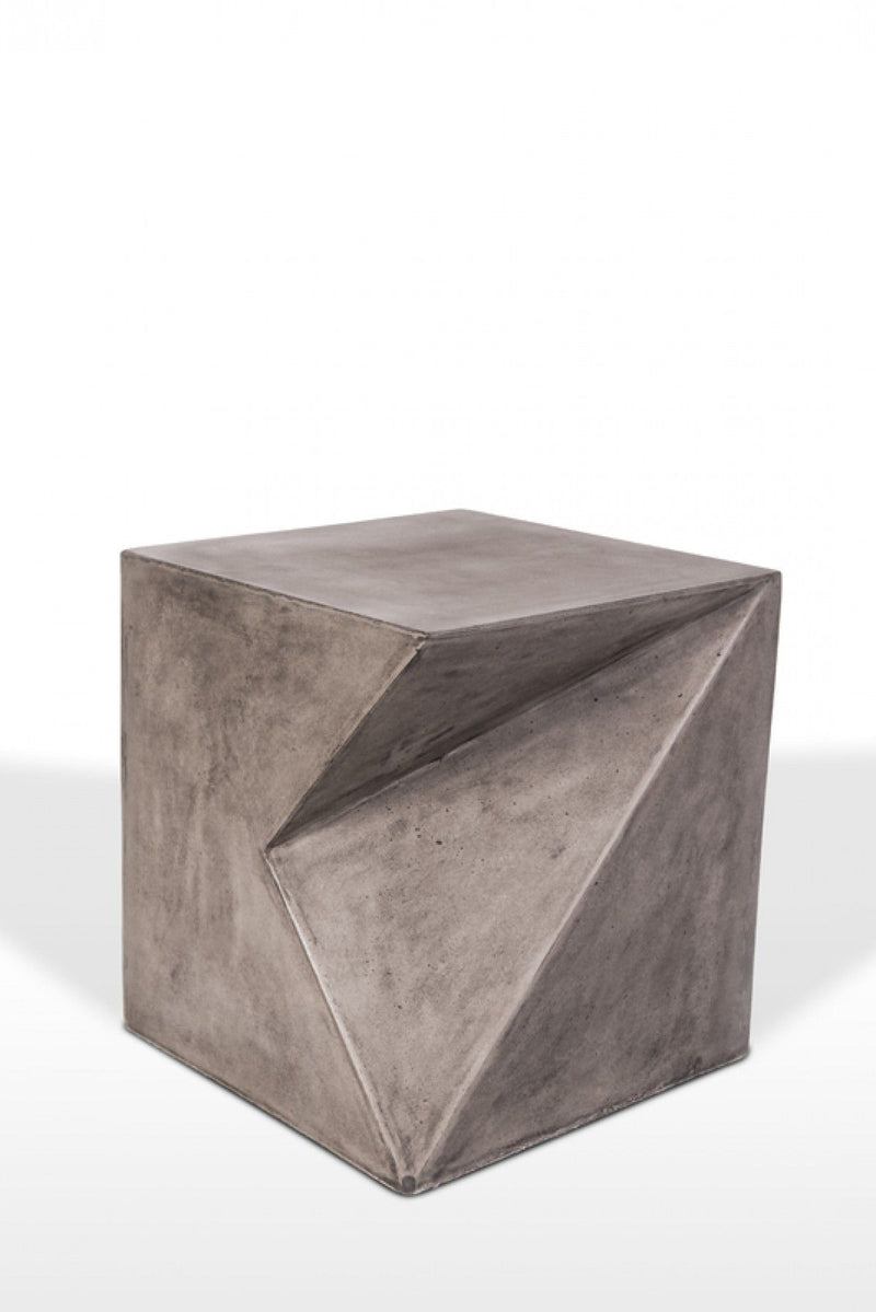 Asymmetric Concrete Cubed Stool - Dark Gray