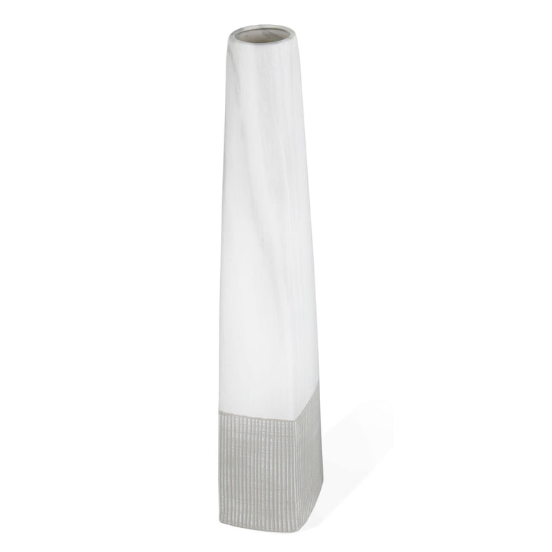 Faceted Geometric Tapered Floor Vase (576739) - White