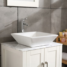 Load image into Gallery viewer, Square Bathroom Vessel Sink - White Porcelain Counter Bowl For Bathroom Vanity - White
