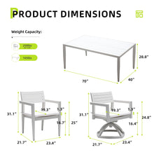 Load image into Gallery viewer, Modern Patio Furniture Dining Set With Swivel Rockers Chairs, Sunbrella Cushions, 2 Tone Table
