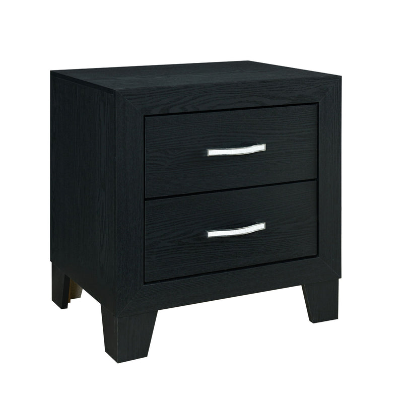 22" Solid And Manufactured Wood Two Drawer Nightstand - Black