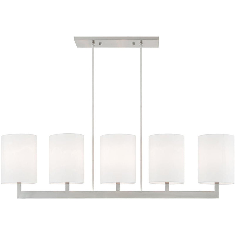 22'' Five-Light Dimmable Chandelier With Shades - Nickel