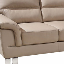 Load image into Gallery viewer, Faux Leather Love Seat - Beige / Silver
