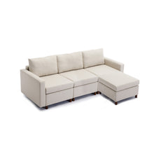 Load image into Gallery viewer, 3 Seat Module Sectional Sofa Couch With 1 Ottoman for living room,Seat Cushion and Back Cushion Non-Removable and Non-Washable,Cream
