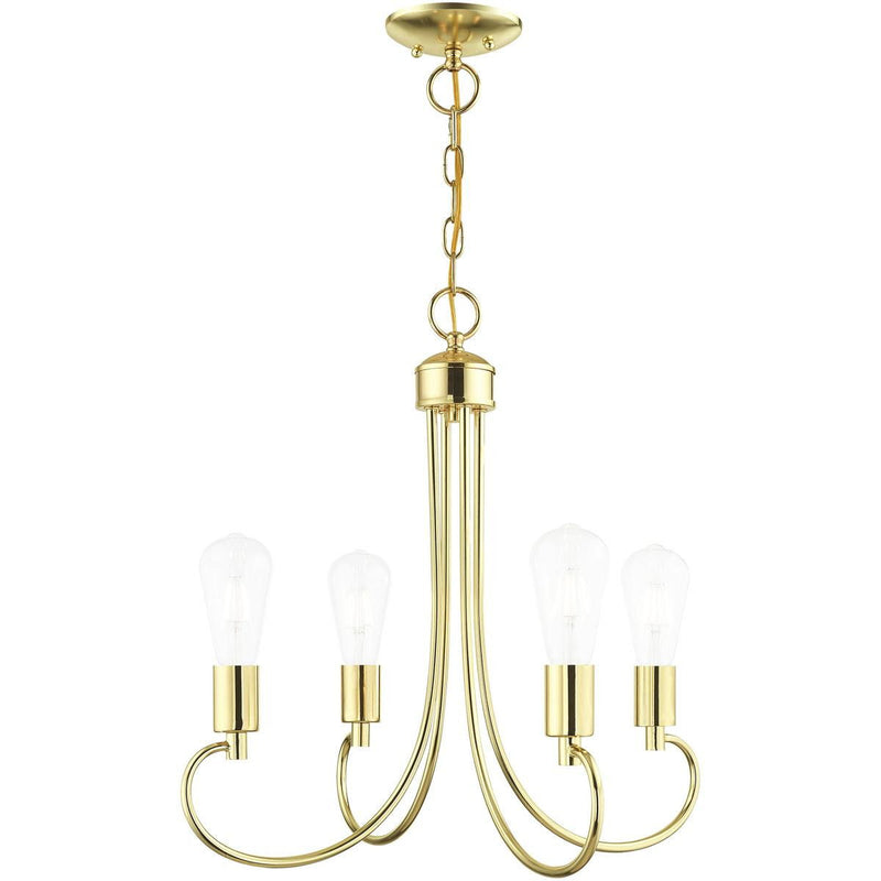 20" Four Light Dimmable Chandelier With Shades - Brass