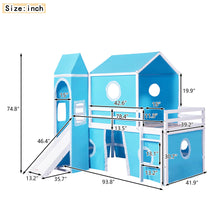 Load image into Gallery viewer, Twin Size Bunk Bed with Slide Blue Tent and Tower - Blue
