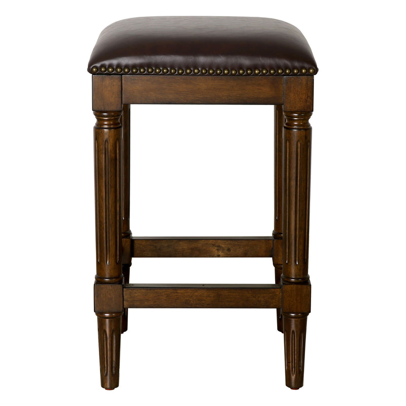 Solid Wood Backless Counter Height Bar Chair - Brown And Dark Brown