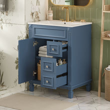 Load image into Gallery viewer, Bathroom Vanity With Ceramic Sink, Compact Cabinet With 2 Drawers And Adjustable Shelf - Blue
