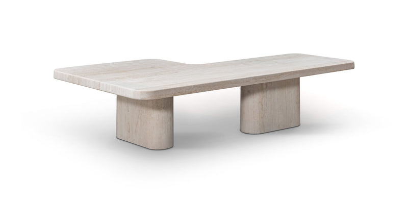 Genuine Marble Marble Free Form Double Pedestal Coffee Table (723493) - Beige