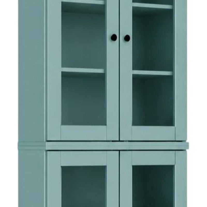 Solid Wood Adjustable Six Tier Library Bookcase With Four Doors (745694) - Aqua