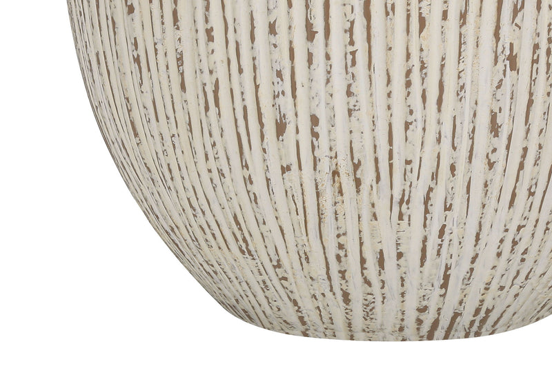 Ceramic Round Table Lamp With Empire Shade - Cream