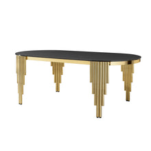 Load image into Gallery viewer, Oval Dining Table With Glass Top And Stainless Steel Base

