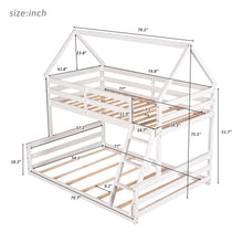 Load image into Gallery viewer, Twin over Full House Bunk Bed with Built-in Ladder,White
