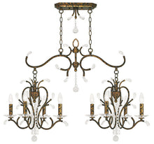 Load image into Gallery viewer, 29" Eight Light Metal Dimmable Chandelier With Shades - Bronze / Clear
