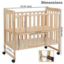 Load image into Gallery viewer, Portable Mini Baby Crib 5 In 1 Convertible With Foldable Storage - Natural Wood
