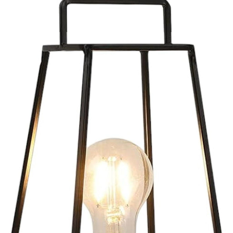 Metal Geometric Battery Operated Desk Lamp With Novelty Shade - Black