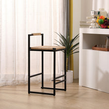 Load image into Gallery viewer, Stylish (Set of 2) Bar Stools With Backrest And Paper Rope Woven Seat, Counter Height Dining Chairs For Kitchen - Natural
