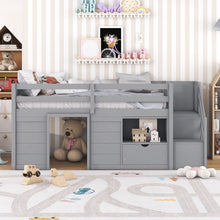 Load image into Gallery viewer, Low Loft Bed With Stair, Drawer, And Shelf
