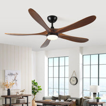 Load image into Gallery viewer, Solid Wood With Remote Control With Light (LED) Modern DC Motor Indoor / Outdoor 5 Blade Ceiling Fan For Patios, Bedrooms And Farmhouses - Antique Brown
