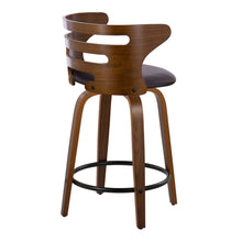 Load image into Gallery viewer, Cosini - Mid-Century Modern Fixed Height Counter Stool With Swivel With Round Footrest (Set of 2) - Walnut / Brown
