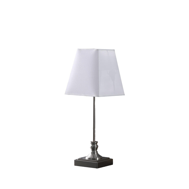 Bedside Table Lamp With White Empire Shade - Silver