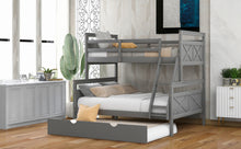 Load image into Gallery viewer, Twin over Full Bunk Bed with Ladder, Twin Size Trundle, Safety Guardrail, Gray(Old SKU:SM000208AAE-1)
