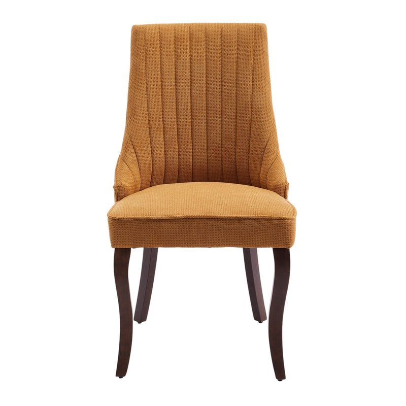 Tufted Solid Wood Dining Side Chairs (Set of 2) - Yellow / Brown
