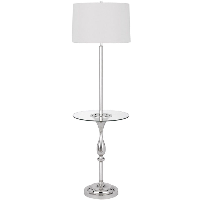 Tray Table Floor Lamp With White Transparent Glass Square Shade - Chrome