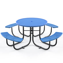 Load image into Gallery viewer, Round Outdoor Steel Picnic Table 46&quot; With Umbrella Pole
