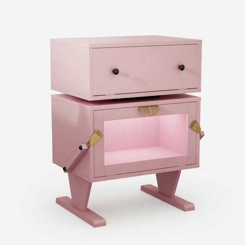 Robot LED Nightstand With 360° Rotating Drawer