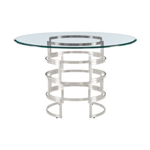 Load image into Gallery viewer, 48" Glass And Stainless Steel Pedestal Base Round Top Dining Table - Silver

