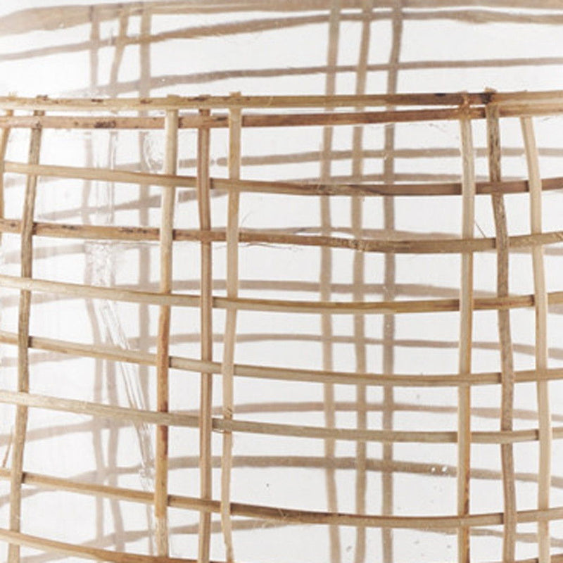 Round Floor Vase With Wrapped Rattan (608578) - Clear / Natural