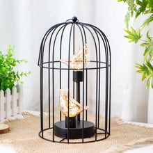 Load image into Gallery viewer, 12" Battery Operated Round Lamp With Bird Cage Shade - Black

