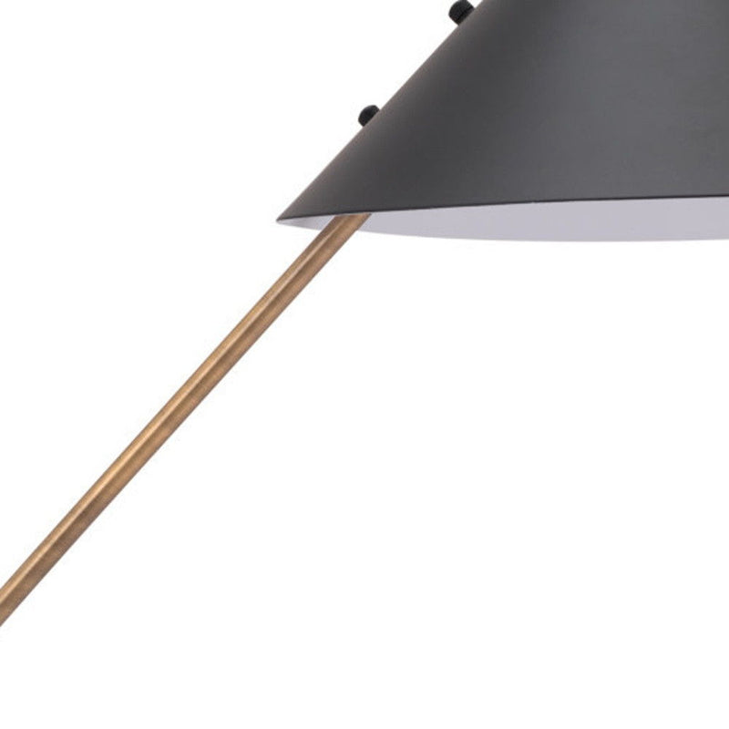 Metal Bedside Table Lamp With Black Cone Shade - White