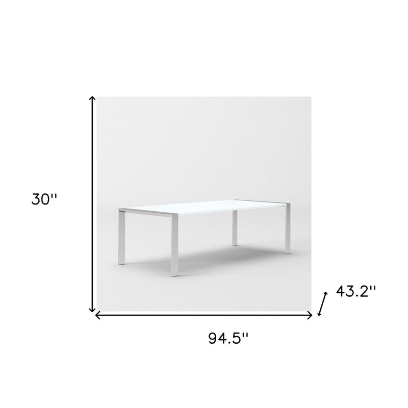 95" Stainless Steel Dining Table - White
