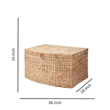 Load image into Gallery viewer, Rectangular Curve Water Hyacinth Woven Wicker Trunk With Handles For Clothes Toys Magazines And Book Storage - Natural / Light Brown
