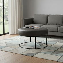 Load image into Gallery viewer, Faux Leather Ottoman - Gray / Black
