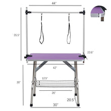 Load image into Gallery viewer, Folding Dog Pet Grooming Table Stainless Steel Frame Rubber Mat On Board With Adjustable Arm And Clamps Pet Dog Cat Grooming Table
