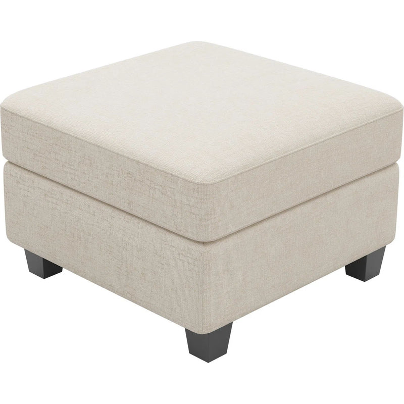 Chenille Storage Ottoman (714357) - Beige / Black