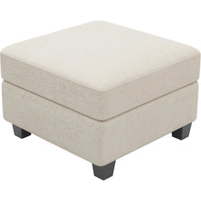 Load image into Gallery viewer, Chenille Storage Ottoman (714357) - Beige / Black
