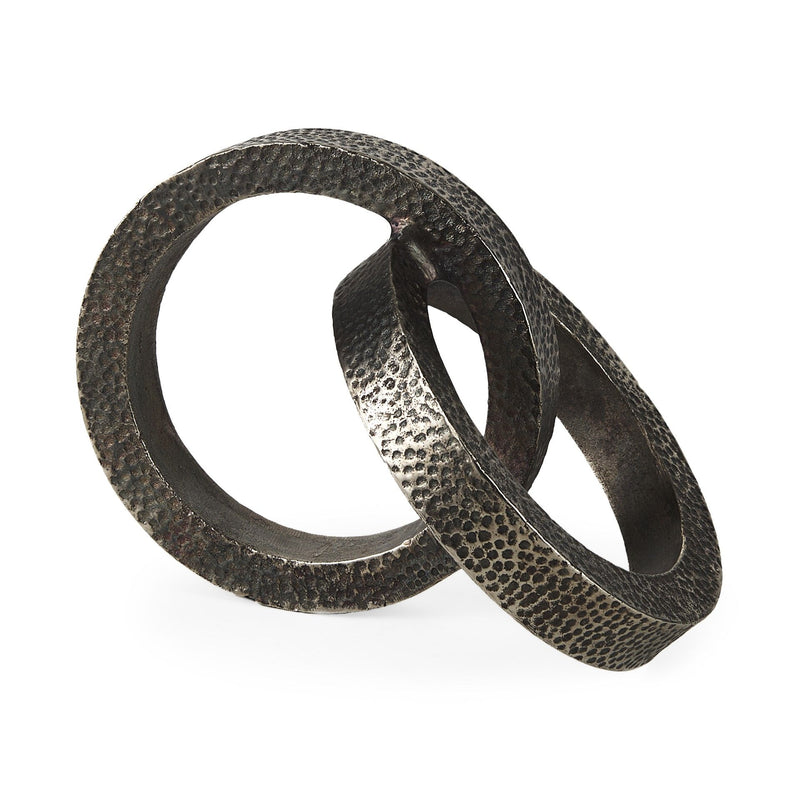 Two Ring Hammered Sculpture - Gray