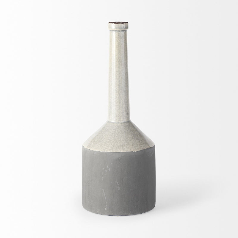 Tall Jug Vase - Gray / White