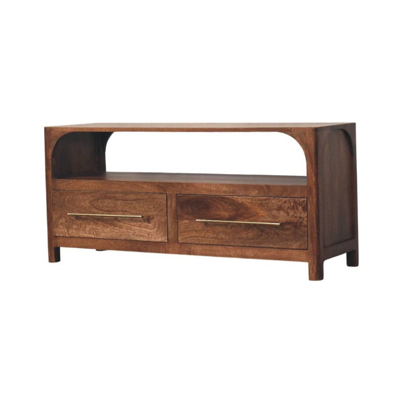 Solid Wood Console Table With Shelf With Drawer (723425) - Brown