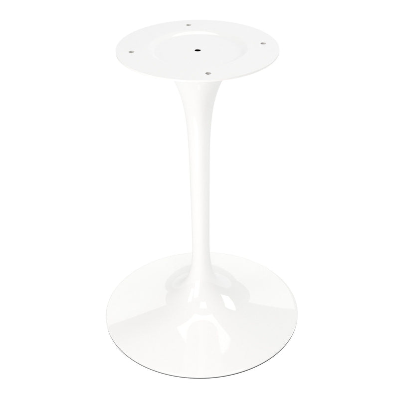 40" Rounded Stone And Metal Pedestal Base Dining Table - White
