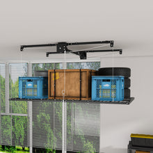 Load image into Gallery viewer, Overhead Garage Storage Rack For High Ceilings &amp; Safety Lock - Black
