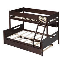 Load image into Gallery viewer, Wood Twin over Full Bunk Bed with Storage Shelves and Twin Size Trundle, Espresso
